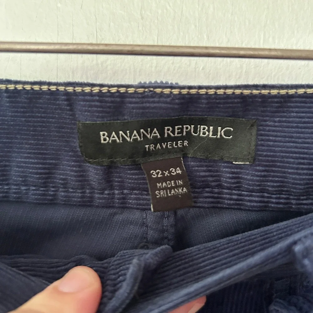 Banana Republic Traveler Mens Corduroy Pants 32x34 Skinny Fit Blue Old Money
